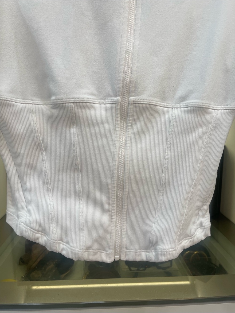 ALO Yoga White Fitted Zip-Front Bomber Jacket Size Medium - Picture 3 of 7